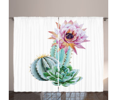 Cactus Flower and Spike Curtain