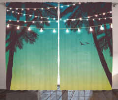 Night Time Sunset Palms Curtain
