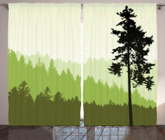 Pine Tree Silihouette Curtain