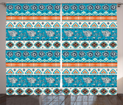 Floral Aztec Art Pattern Curtain