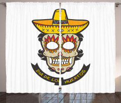 Skull with Sombrero Curtain