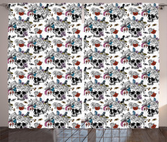 Skulls and Flowers Curtain