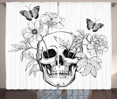Skulls Butterflies Curtain