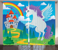 Unicorn with Rainbow Fairy Curtain