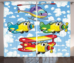 Kids Airplanes Sky Curtain
