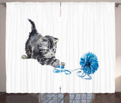 Playful Baby Kitten Furry Curtain