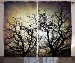 Grunge Branches Twilight Curtain