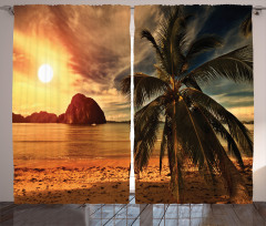 Coconut Palm Tree Beach Curtain