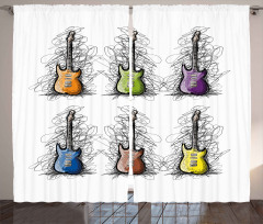 Guitar Collage for Teens Curtain