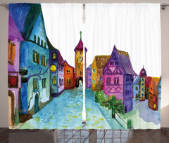 European House Scenery Curtain