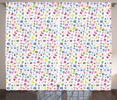 Bubble Letters Doodle Fun Curtain