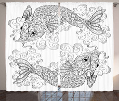 Koi Fish Pattern Curtain