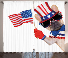 Patriotic Pug Dog Curtain