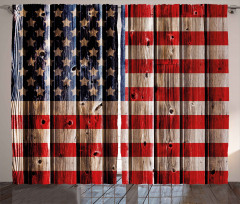 Rustic Flag Design Curtain