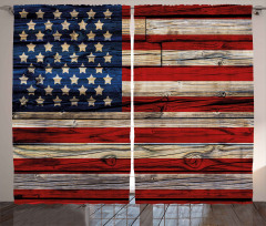 Wood Planks Flag Curtain