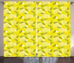 Fresh Lemons with Leaves Curtain