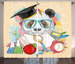 Hipster Panda in School Curtain