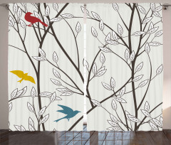 Birds Wildlife Cartoon Curtain