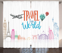 Travel World Lettering Curtain