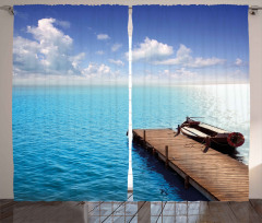 Wooden Deck on a Lake Curtain