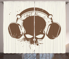 DJ Grunge Retro Skull Curtain