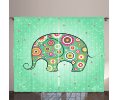 Elephant with Flowers Curtain