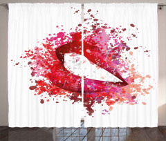 Smiling Woman Lips Effects Curtain