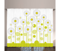 Daisises Flowers Garden Curtain
