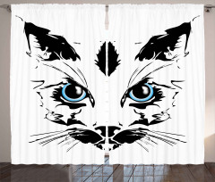 Big Cat Face Pet Sketchy Curtain