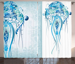 Ocean Jellyfish Paisley Curtain