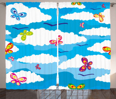 Clouds Butterfly Summer Curtain