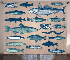 Vintage Seafood Composition Curtain