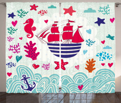 Sailing Ship Anchor Sea Curtain