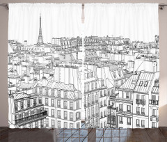 Roofs in Paris and Eiffel Curtain