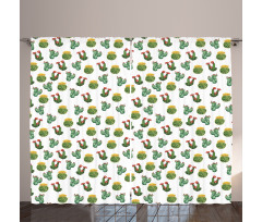 Cactus and Suculent Print Curtain