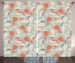 Ocean Animal Whales Curtain