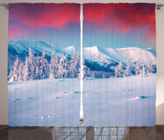 Sunset Snowy Winter Curtain