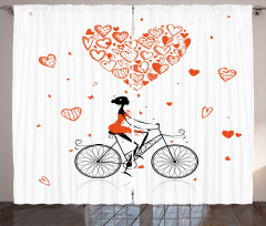 Romantic Cyclist Girl Curtain