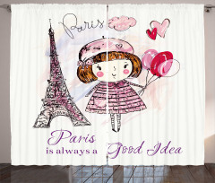 Hearts on Eiffel Tower Curtain