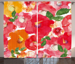 Watercolor Style Floral Curtain