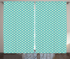 Aqua Checked Tile Curtain