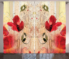 Retro Floral Design Curtain