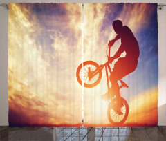 Man on Bike Hazy Sun Curtain