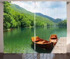 Boats Lake Forest Serene Curtain