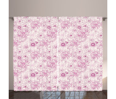 Retro Flowers Soft Tones Curtain