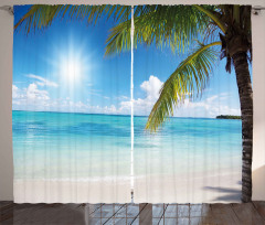 Tropical Seashore Palms Curtain