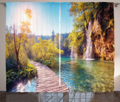 Idyllic Lake Waterfall Curtain