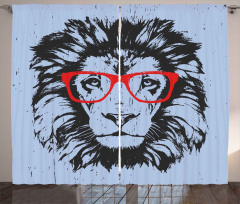 Lion and Hipster Glasses Curtain