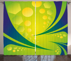 Geometric Green Blue Art Curtain