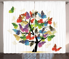 Floral Butterfly Leaf Curtain